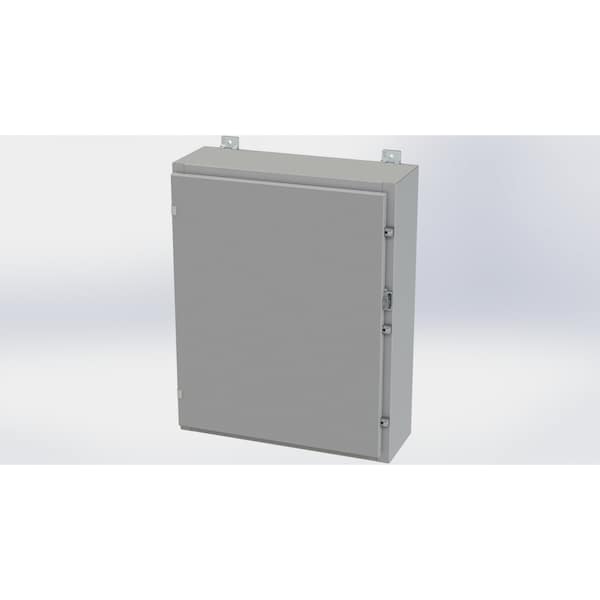 Clamps with Padlock Hasp Electrical Enclosures, 30 in H, 8 in D, 24 in W, NEMA 4, Carbon Steel